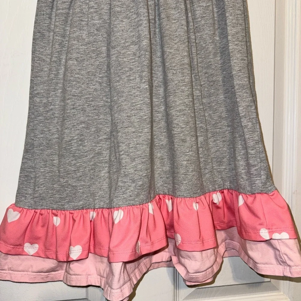 Charming Pink and Gray Kids Dress with Ruffle Details